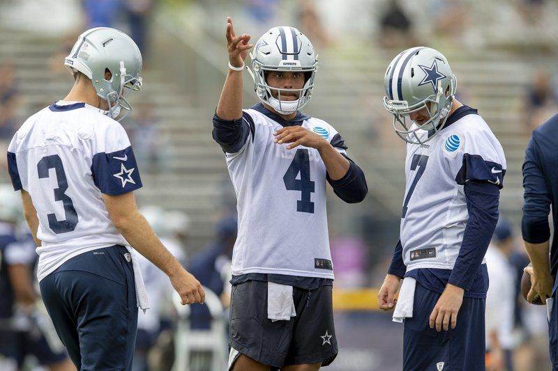 Dallas Cowboys QBs Dak Prescott, Cooper Rush, and Mike White