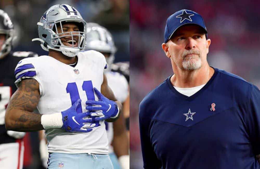 Defensive Coordinator Dan Quinn (Right) and Linebacker Micah Parsons (Left)