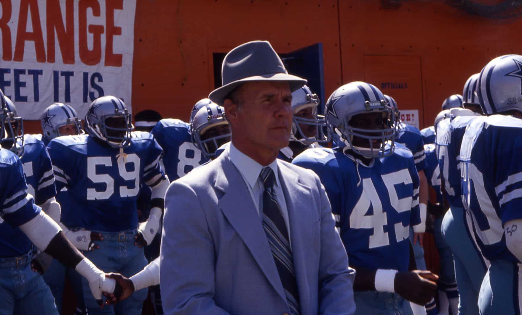 Dallas Cowboys Head Coach Tom Landry prepares to lead his team against the Denver Broncos in Week 2 of the 1980 NFL season.