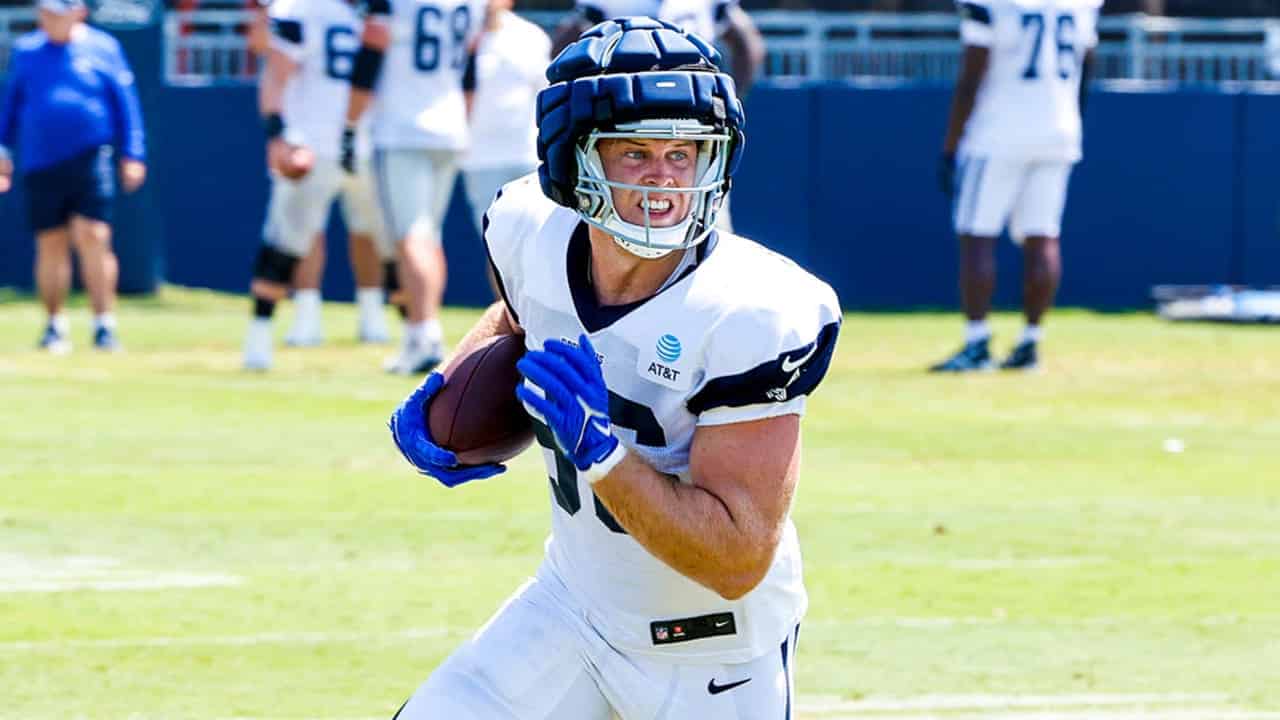 Tight end Luke Schoonmaker at practice. (DallasCowboys.com photo)