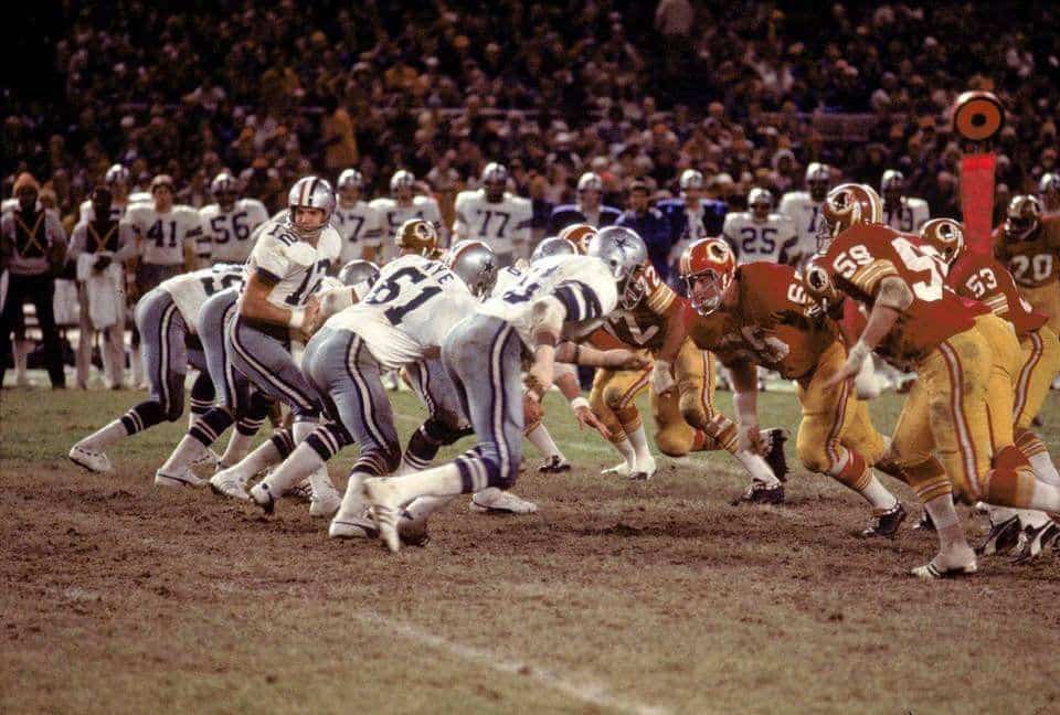 Dallas runs a play during a Monday night game against the Redskins in 1973.